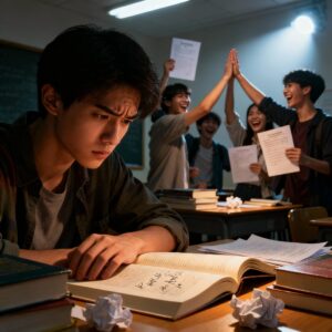 A person singing loudly in the car while driving through a sunny road, joyful expression, warm sunlight entering through the window, symbolizing stress relief through music. Realistic, bright, positive mood.