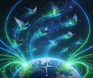 Birds navigating using Earth magnetic field