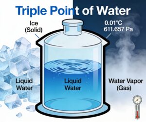 Water existing as solid liquid and gas together