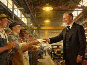 Henry Ford paying workers