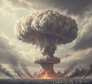 Hiroshima atomic bomb explosion showing nuclear power impact